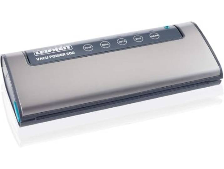 Leifheit Vakuumiergerät Vacu Power 500, automatischer Vakuumierer 12 L/Min Pulse-Funktion für empfindliche Lebensmittel, doppelte Versiegelungsnaht, für Beutel bis 30 cm, inkl. 10 Beutel 20 x 30 cm