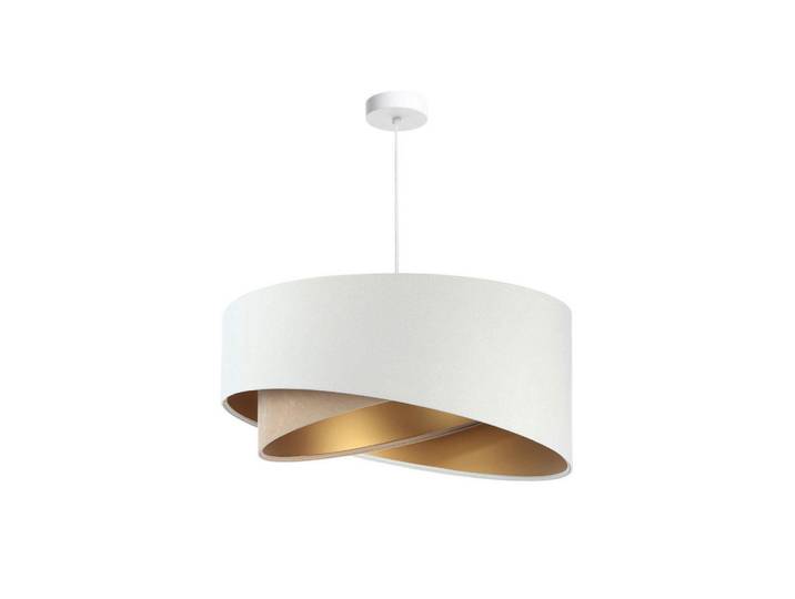 Hängeleuchte Galaxy, Goldfarben, Beige, Metall, Kunststoff, oval, 93 cm, Handmade in Europe, Europäischer Sicherheitsstandard, Schutzklasse II (Schutzisoliert), Lampen & Leuchten, Innenbeleuchtung, Hängeleuchten, Pendelleuchten