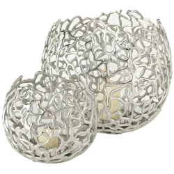 Windlicht Fidan Aluminium H 17/25 cm silber 2er-Set