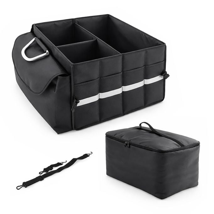 Relaxdays Kofferbakorganizer met deksel en uitneembare koeltas, zwart