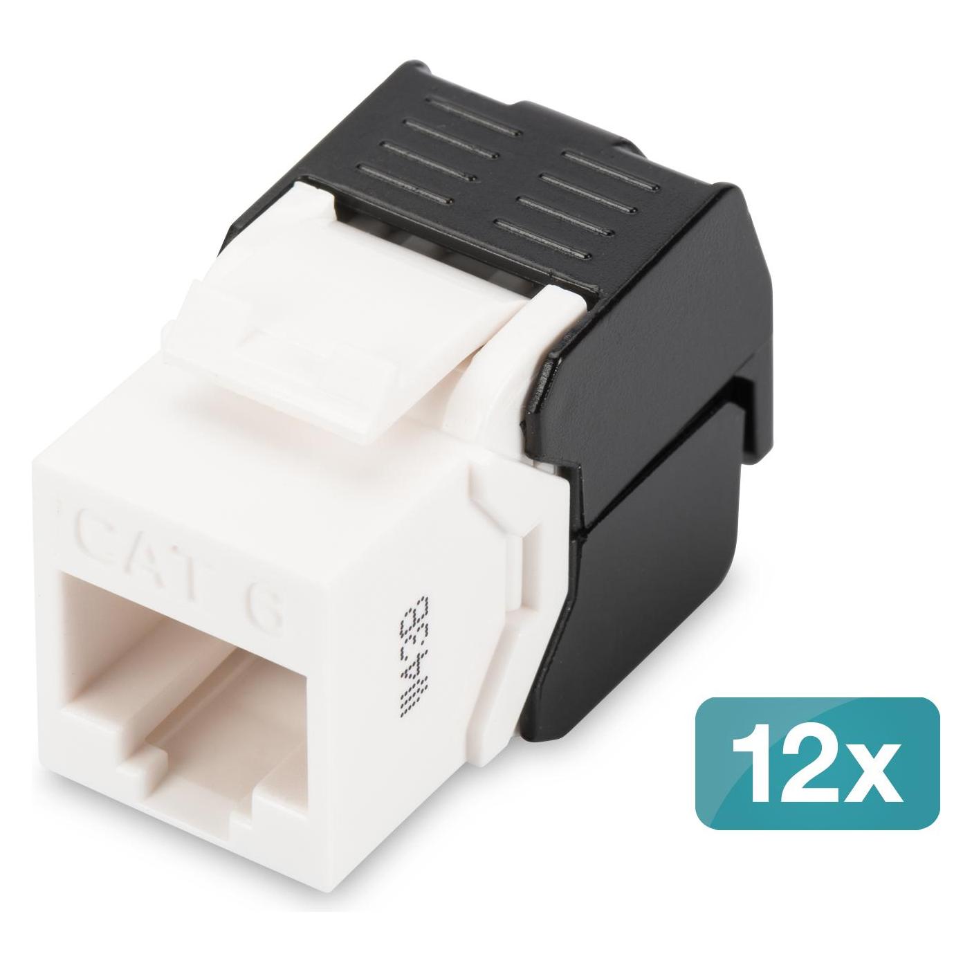 Digitus CAT 6 Keystone Jack, ungeschirmt RJ45 zu LSA, Werkzeugfreie Montage, im Bulk mit 12 Stk., In (Keystone Modul) (DN-93603-12)