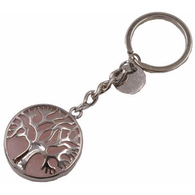 Schlüsselanhänger FIRETTI "Schmuck Geschenk Lebensbaum", Damen, bunt (edelstahlfarben, rosa), Edelstahl, Basic, Schlüsselanhänger Schlüsselanhänger, mit Rosenquarz, Türkis, Aventurin, Howlith oder Onyx
