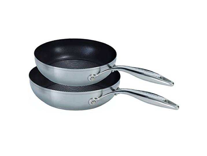 Circulon SteelShield Edelstahl Pfannenset Induktion - 2er Set Bratpfannen 20 cm und 26 cm, spülmaschinenfest pfannenset 2 teilig mit genietete stay-cool griffe