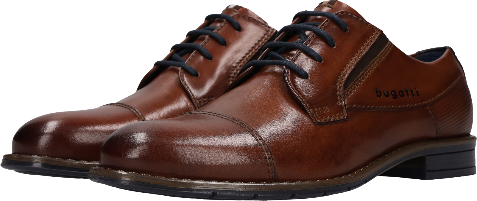 Schnürschuh BUGATTI, Herren, Gr. 41, Textil, cognac, Nappaleder, festlich, Schuhe Schnürschuh, Halbschuh, Business-Schnürer, Festtagsschuh
