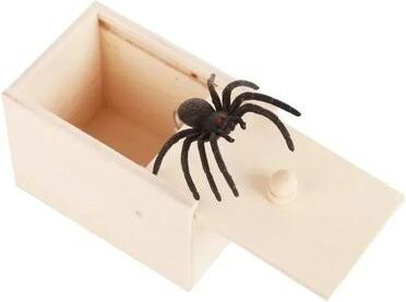 Inspire Select Wooden Spider Scare Prank Box Hidden Jump Trick Gift, Funny Halloween Horror Party Gag Toy For Kids & Adults startled The Wooden