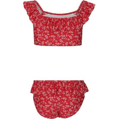 Balconette-Bikini ZIGZAG "Tropical", Mädchen, Gr. 116, rot (rot, weiß), 80% Polyamid, 20% Elasthan, bedruckt, mehrfarbig, Bikini-Sets Balconette-Bikini, mit stylischem Rüschendesign und Sonnenschutz
