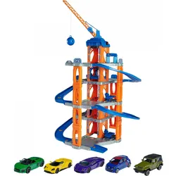 Majorette Garage mit Aufzug und 5 Autos
