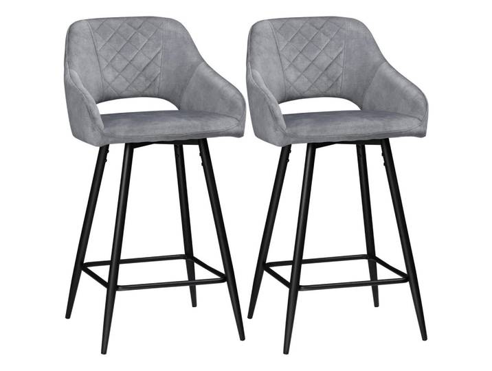 Homcom Barhocker 2er-Set Barstühle Bistrohocker mit Fußstütze Küchenstuhl Grau, Kunststoff, 56x98x50 cm, Esszimmer, Barmöbel, Barhocker