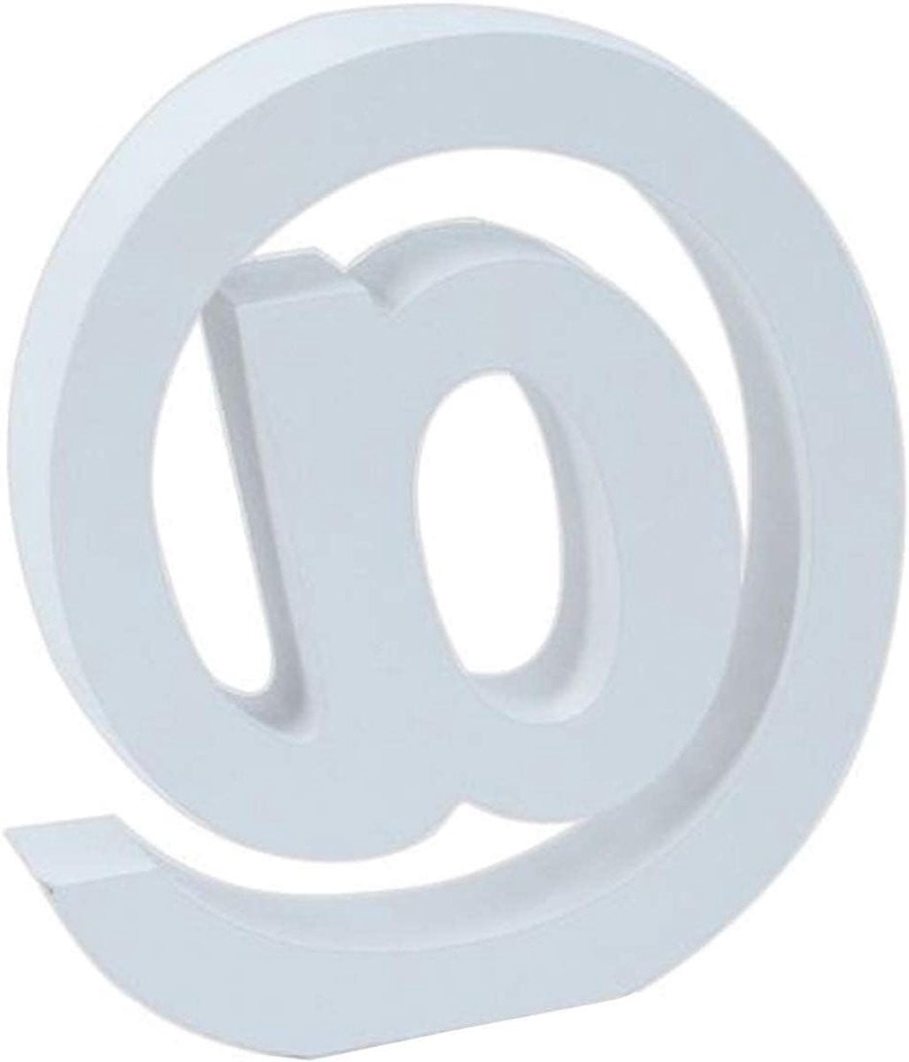 Ambachtelijke houten letter decoratie wit - Hoogte: 11 cm