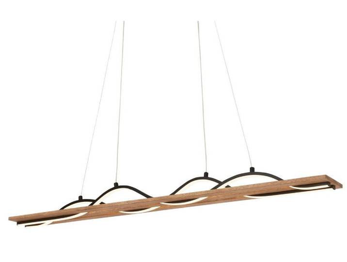 BRILONER - LED Pendelleuchte mit Wellenform, warmweißes Licht, Holzrahmen, Hänge