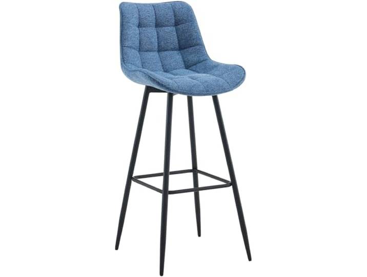 CLP Barhocker Dartford I Gepolsterter Barstuhl I Tresenhocker mit Metall-Gestell und Rückenlehne Farbe blau Material Stoff