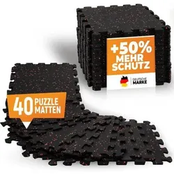 NEOLYMP Bodenschutzmatte Fitness aus Kautschuk - Puzzlematte, Größe 31,5 x 31,5 x 0,6 cm in Schwarz 404