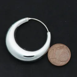 Drachensilber Creole Mond Ø 32 mm 925 Silber Ohrringe konisch - Silber