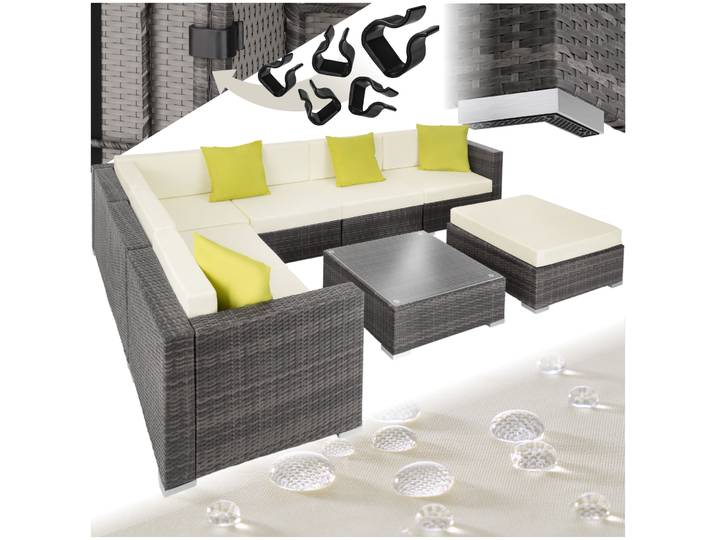 Rattan Lounge mit Aluminiumgestell Marbella - grau