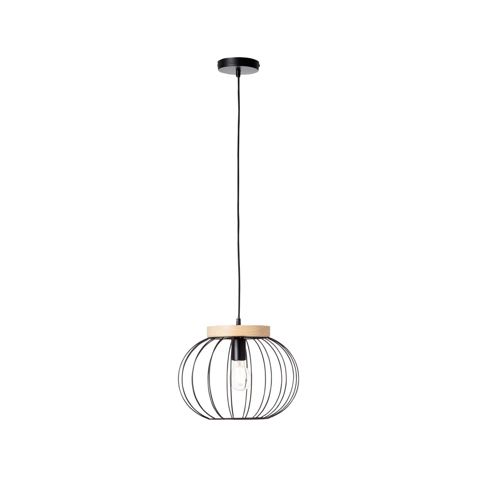BRILLIANT Sorana Pendelleuchte 1flg schwarz/holzfarbend Innenleuchten,Pendelleuchten 1x A60, E27, 40W, geeignet für Normallampen (nicht enthalten) Holz aus nachhaltiger Forstwirtschaft (FSC)