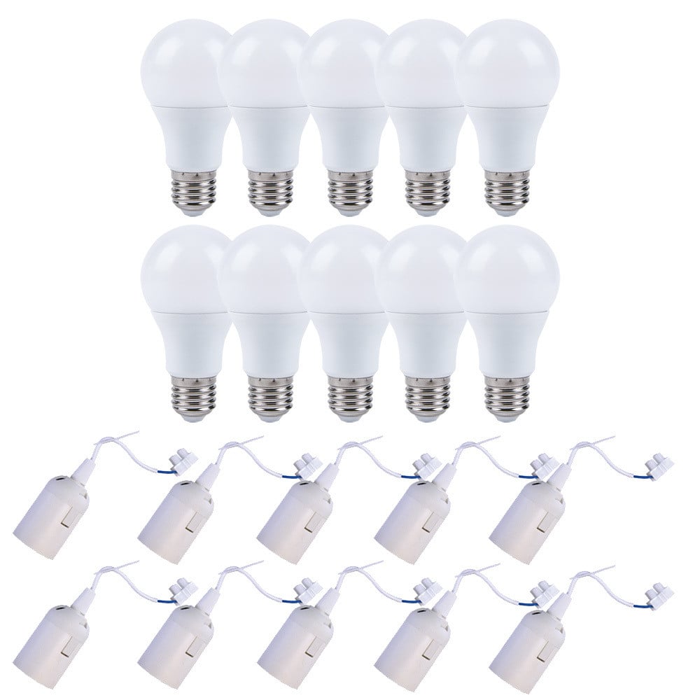 NCC-Licht Set van 10 LED-lampen 15W (100W) E27 Warmwit 1490lm met 10 Inbouwmontagesets Wit