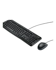 Logitech Desktop MK120 Tastatur und Maus Set Spritzwassergeschützt Kippfüße USB Schwarz (920-002540)