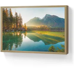 WANDLEUCHTE MIT AKKU See - Wald - Berge - Natur - Sonne - Landschaft Beleuchtung 60x40 cm Wandlampe