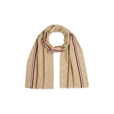 Modeschal TOMMY HILFIGER "TH FLAG LIGHTWEIGHT SCARF", Damen, classic stone, Web, Baumwollmischung, Modetücher