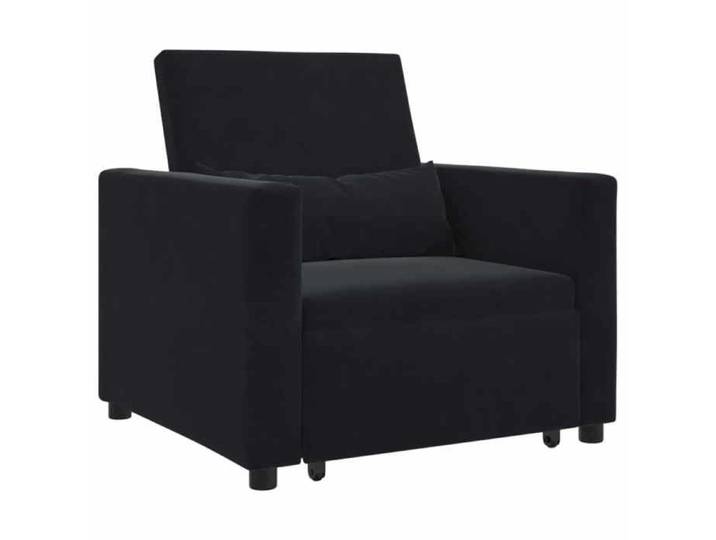 Canapé-lit escamotable simple avec des roues Noir Velours 42002703