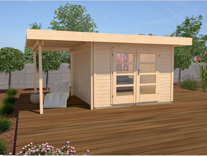 weka Komfort Designhaus 126 Plus A Gr.2 natur, Farbe:naturbelassen, Dachform:Flachdach