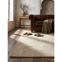 Wollteppich kariert Natur 120 x 170 cm - DEBEN   Kadima Design