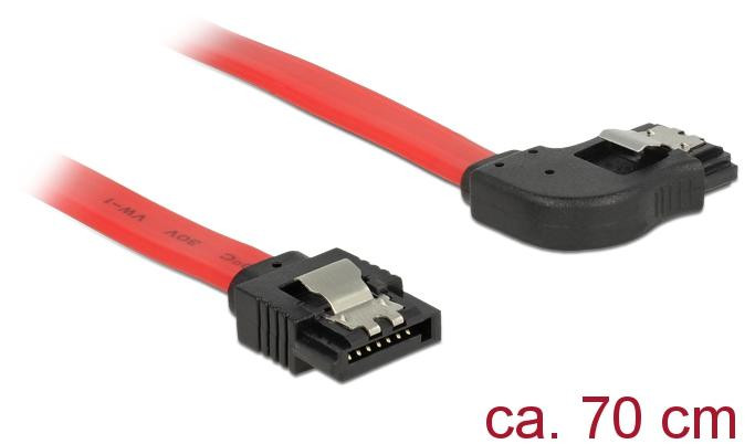 Delock SATA 7-polige kabel, mannelijk/mannelijk, 0,7 m, zwart/rood, recht