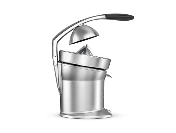 Sage The Citrus Press Pro, Elektrische Zitruspresse, Gebürstetes Aluminium Quadra-Fin-Kegel, Manuelle Armpresse mit Doppelschalter, Tropfstopp-Ausguss, Säureresistenter Edelstahlkegel