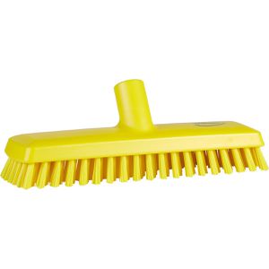 Vikan Schrubber mit Wasserdurchlauf, 27cm, mit Gewinde, harte Kunststoffborsten, gelb