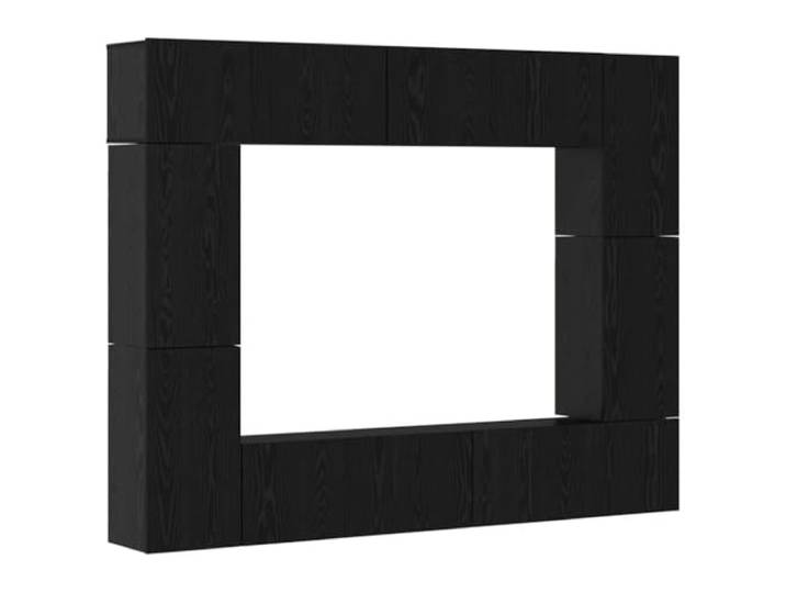GHVBNMF TV-Schrank Set 8-teilig Wandboard Schwarz Eichen-Optik Flexibles 8-teiliges Lowboard-System für Wohnzimmer und Schlafzimmer mit Stauraum hinter Türen aus Holzwerkstoff.