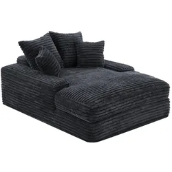 MODFU Relaxliege 137x175x63 Chaiselongue Ergonomisch Mit 4 Kissen Hochdichter Memory-Schaum Cordstoff Platzsparend Grau