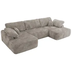 WOHNLANDSCHAFT CUBO U Hellbraun Cord