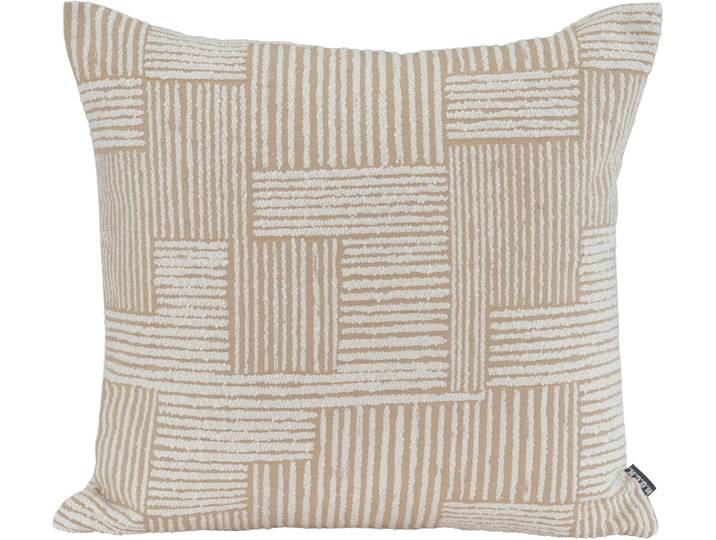Dekokissen H.O.C.K. Lou , beige, natur, gestreift, B:50cm H:10cm L:50cm, Obermaterial: 100% Polyester. Füllung: 100% Polyester, Dekokissen_Sitzkissen_Kissenhüllen, Dekokissen, Sofakissen inkl. Füllung, 50x50cm, Dekokissen, feine Streifen