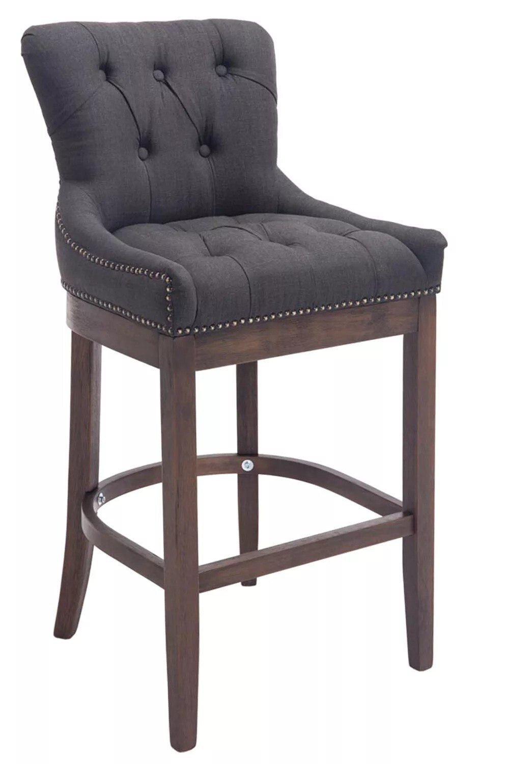 And Outdoor Match barkruk Lonnie - Chesterfield-stijl - grijs - met rugleuning en voetsteun - Zit hoogte: 74 cm