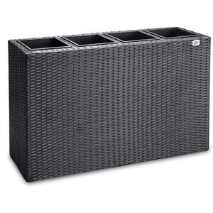 CASARIA Pflanzkasten Sichtschutz schwarz, 95 x 27 x 60 cm, Polyrattangeflecht