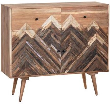 Crestview 41 in. Brown Solid Wood 2 Drawer 2 Door Media Credenza_Sideboard
