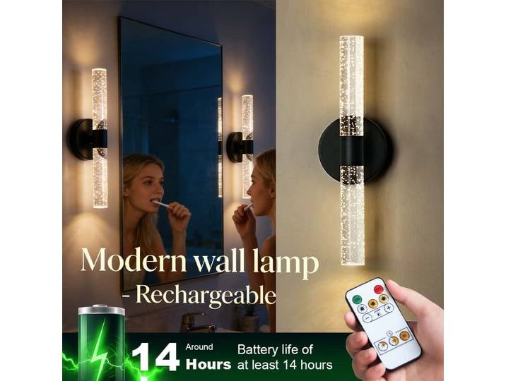 Appliques murales sans fil nordiques rechargeables, luminaires muraux à bulles, lampes murales LED à piles pour chambre à coucher et salon