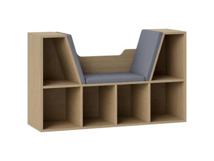 HOMCOM Bibliothèque Banc 2 en 1 Coussins de Siège 102x30x61cm Chêne Étagère Cube\, 6 Compartiments Ouverts\, 2 Niveaux\, Meuble de Rangement\, pour Salon\, Chambre à Coucher\, Bureau