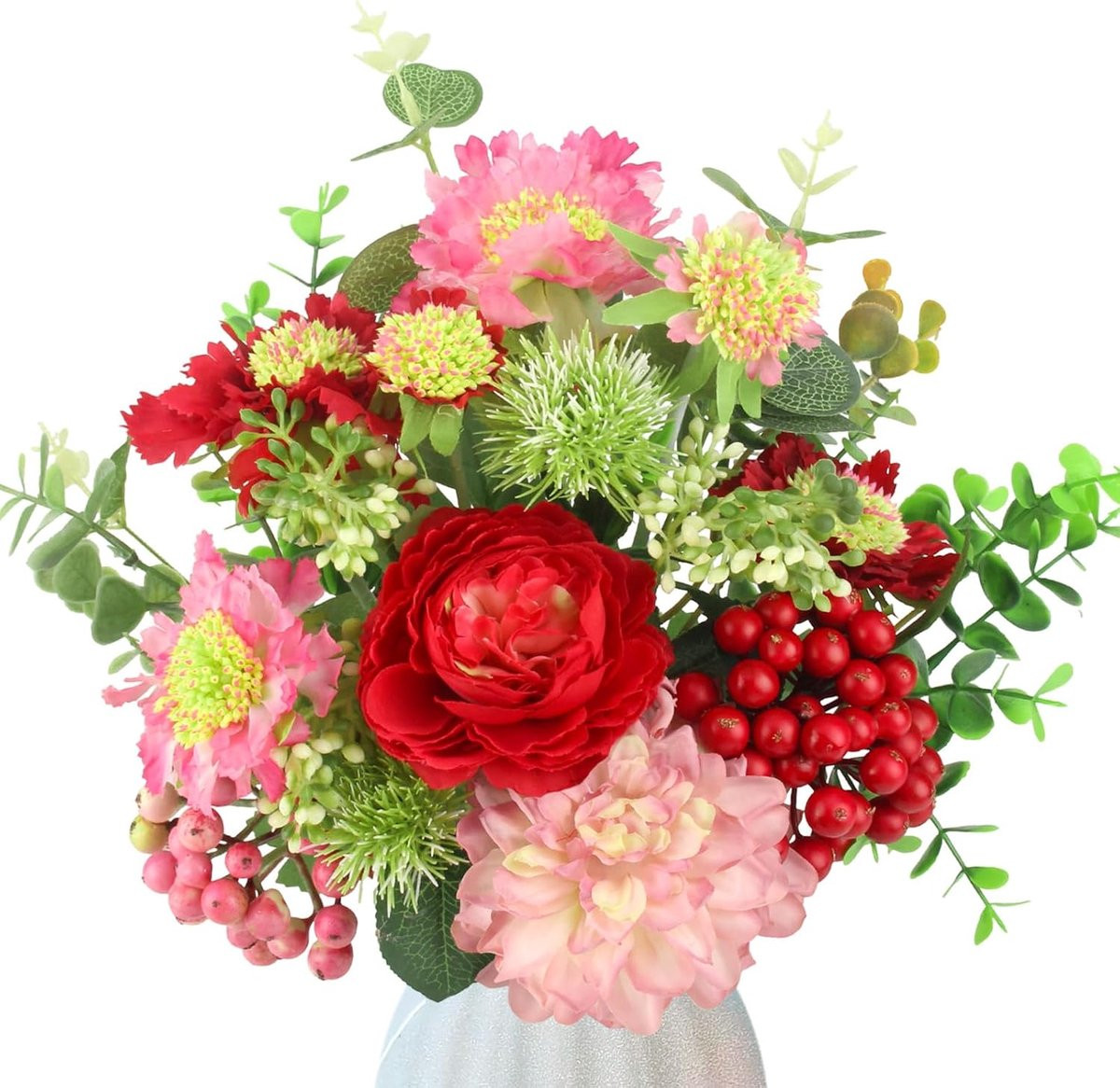 Rode zijden kunstbloemen boeket voor decoratie in de tuin, kamer of op tafel