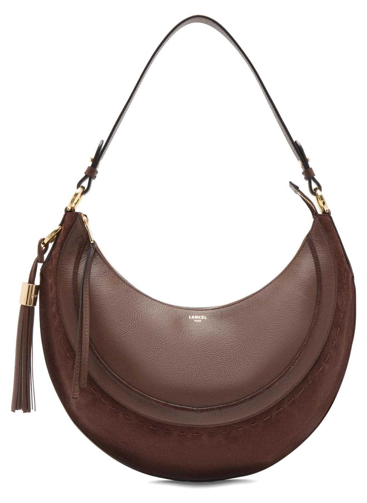 Lancel Hobo-Tasche mit Reißverschluss M Leder Kokosnuss