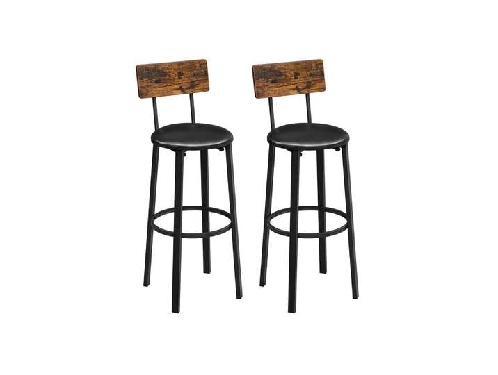 Hansiro Barstuhl 2Er-Set, Braun, 39x100x39 cm, Esszimmer, Barmöbel, Barhocker