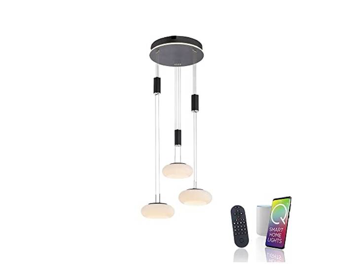 Paul Neuhaus Pendelleuchte Glas Smarthome, CCT höhenverstellbar 3-flammig