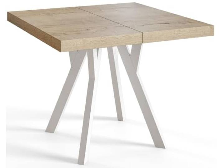 Esstisch Ausziehbar Rico 90-190cm, Halifax, Holzbeine, Modernes Design Quadratischer Tisch, Moderner Design, Wohnzimmertisch und Küchentisch, Stabile Konstruktion, Weiße Beine