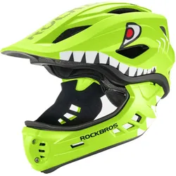 Rockbros TT-32003 Shark Kinder Fahrradhelm mit Kinnschutz Größe S Grün