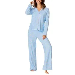 PJ Salvage Olive You Pyjama Blau Muster Polyester Large Damen
