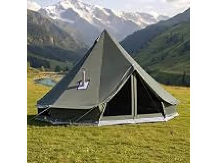 VEVOR Tente Yourte en Toile, Tente Cloche 4 m pour 4 Saisons, Camping Familial, Glamping, Chasse, Fêtes Événements en Plein Air, Jusqu'à 4 Personnes, avec Passage pour Conduit de Poêle, Tapis Amovible