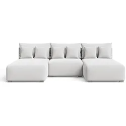 ECKSOFA Ronni U Bouclé-Stoff Weiß