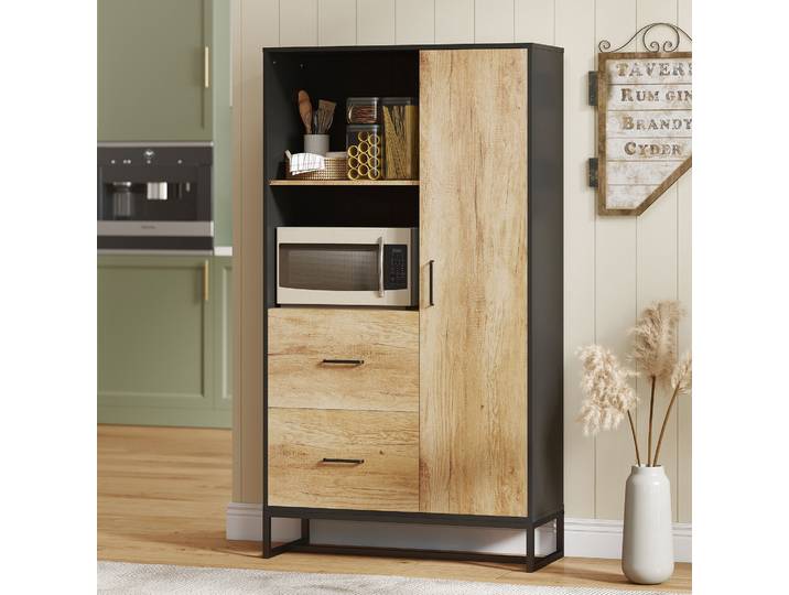 HOMCOM Armoire Cuisine 2 Tiroirs 1 Placard Étagères Réglables