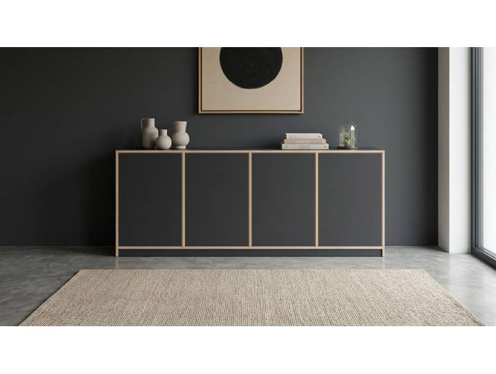 Pickawood Sideboard Premium Dekore Schwarz Multiplex Kante