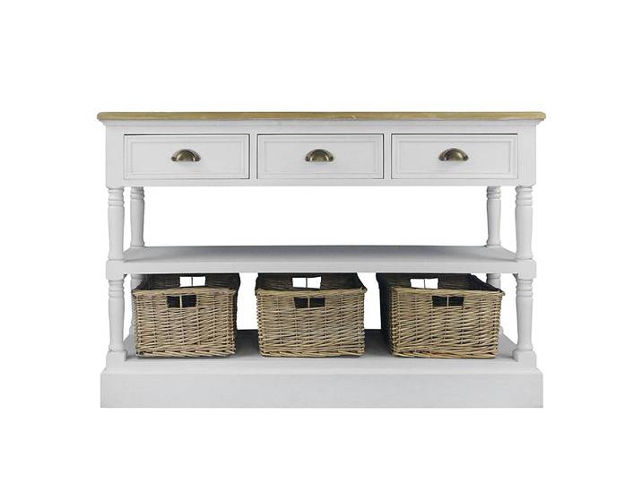 Table console III 122 x 80 x 36cm Blanc/Marron
